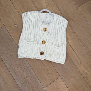 Cozy Cream Knit Button-Up Sweater Vest